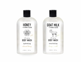 Skin Verse Cleansing Body Wash Set, Honey   Vitamin C, Goat Milk   Vitamin E, Two 28 fl. oz | Home and Body Co