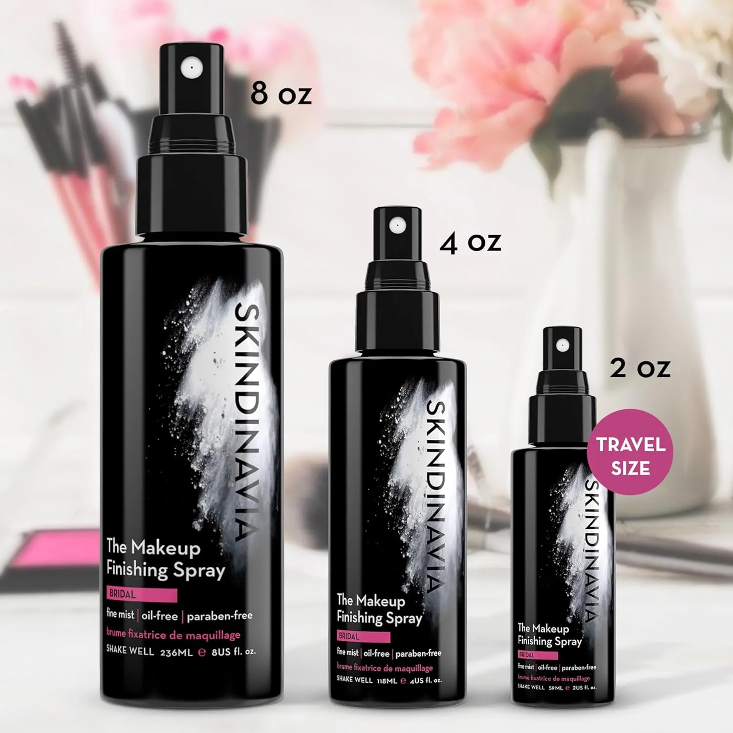 Skindinavia The Makeup Finishing Spray, Bridal Makeup Setting Spray, All-Day Wear, Long-Lasting Up to 16  Hours, Heat-Resistant & Waterproof, Wedding Day, Bridal Shower Gift, 2.0 Oz