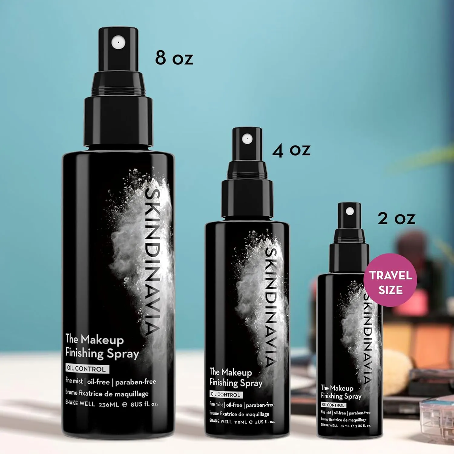 Skindinavia The Makeup Finishing Spray, Oil Control Makeup Setting Spray, All-Day Wear, Long-Lasting Up to 16  Hours, Heat-Resistant & Waterproof, Fine Mist, 8.0 Oz