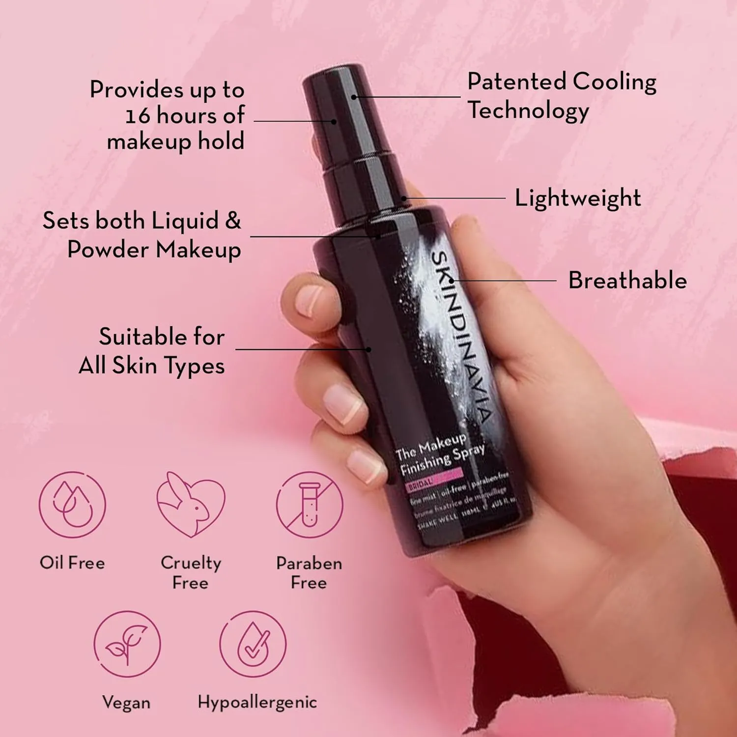 Skindinavia The Makeup Finishing Spray, Oil Control Makeup Setting Spray, All-Day Wear, Long-Lasting Up to 16  Hours, Heat-Resistant & Waterproof, Fine Mist, 8.0 Oz