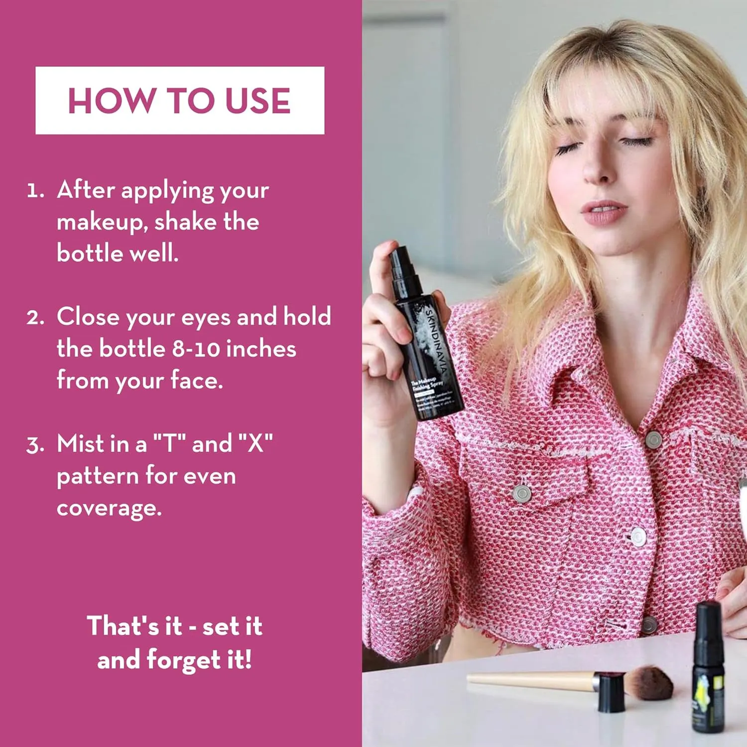 Skindinavia The Makeup Finishing Spray, Oil Control Makeup Setting Spray, All-Day Wear, Long-Lasting Up to 16  Hours, Heat-Resistant & Waterproof, Fine Mist, 8.0 Oz