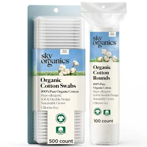 Sky Organics - Cotton Swabs 500 & Cotton Rounds 100