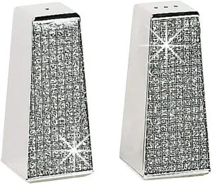 Skyway Sparkling Salt and Pepper Shakers Set Dispenser - Fancy Glitter Bling Formal Silver Sparkling Salt and Pepper Shaker For All Occasions, Professional Premium Commercial Quality