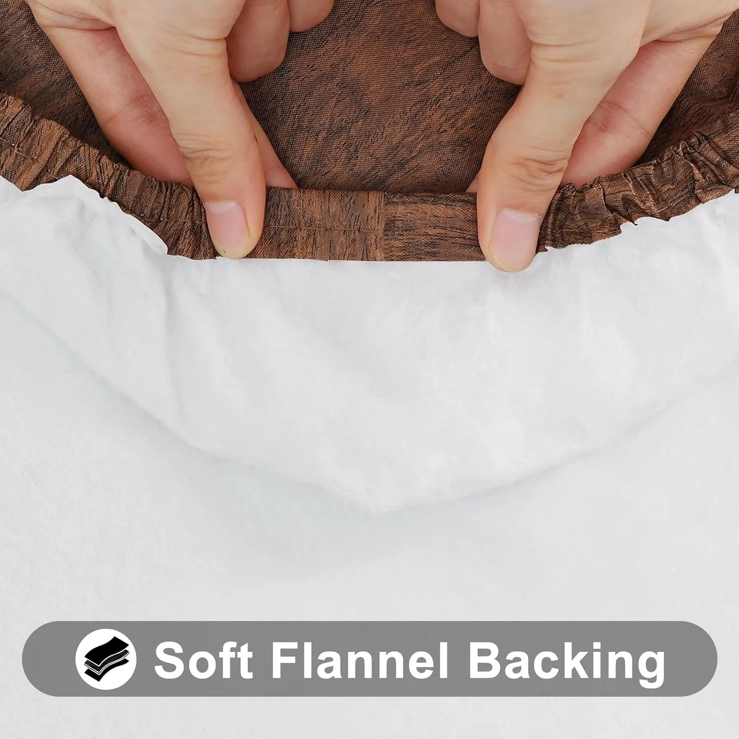 Smiry Round Picnic Tablecloth, Waterproof Elastic Fitted Table Covers for 36" - 44" Tables, Wipeable Flannel Backed Vinyl Tablecloths for Camping, Indoor, Outdoor, Brown