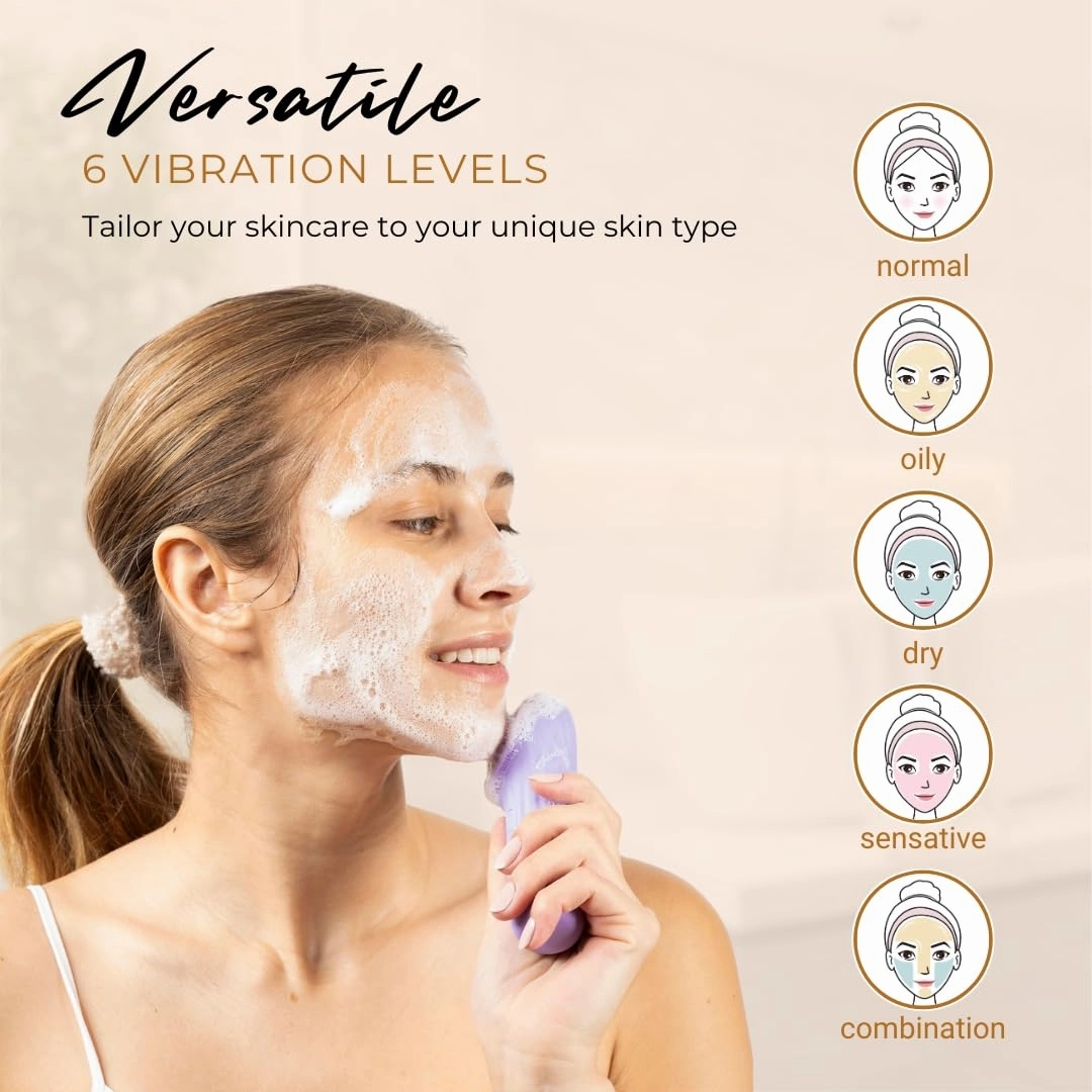 SNAPSHOT BEAUTY Pulsating Facial Cleansing Brush. Silicone Face Brush | Removes Dirt, Oil & Makeup | Combines Gentle Exfoliation & Deep Cleansing for Radiant Glow | Waterproof & Rechargeable (Pink)