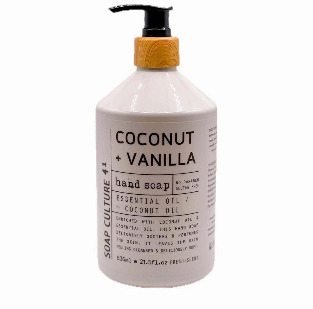 Soap Culture 41 Coconut   Vanilla Hand Soap with Essential Oil, Paraben-Free, 21.5 fl oz