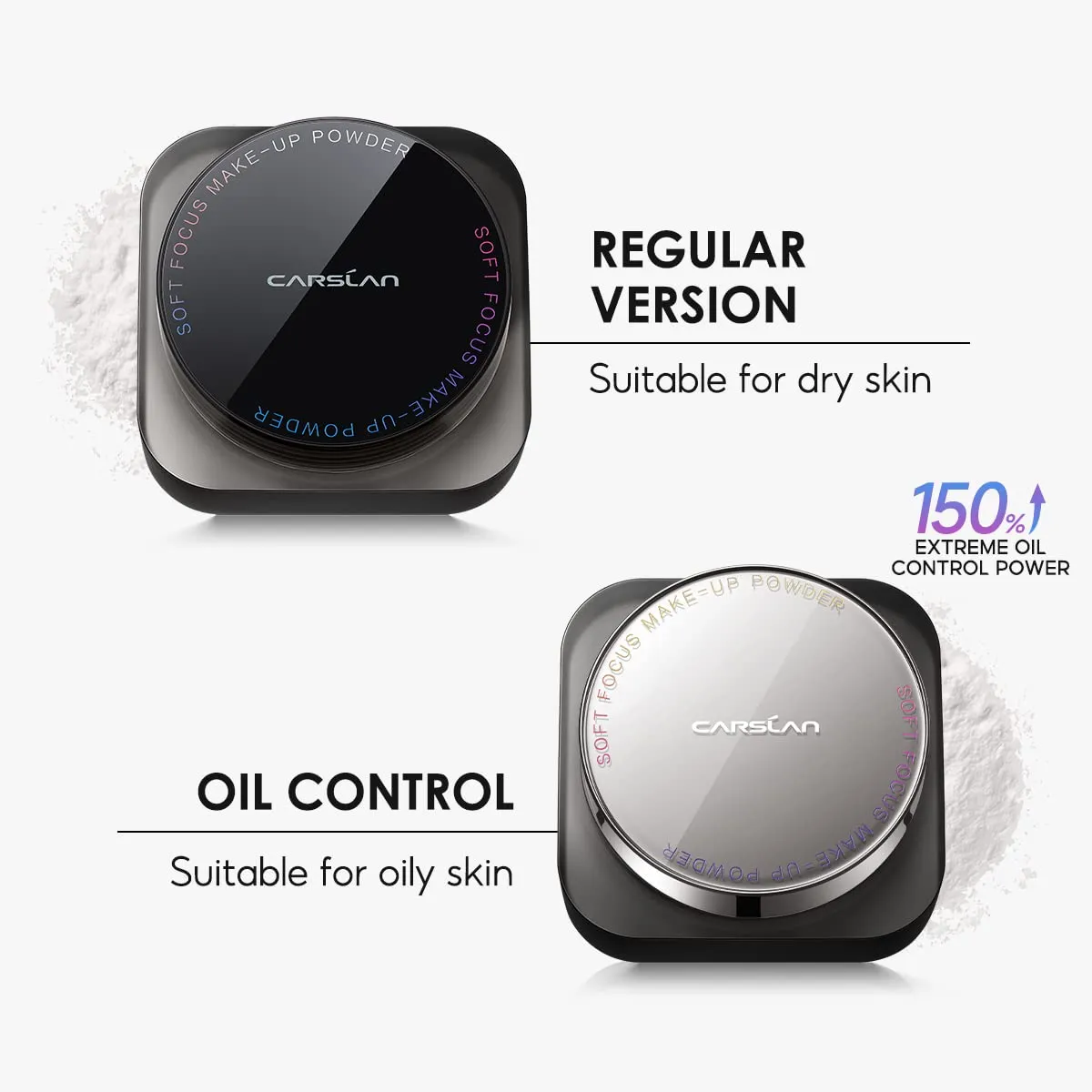 Soft Focus Loose Setting Powder, Waterproof, Matte, Oil Control, Shine Free, Talc-Free Face Powder Makeup, 24H Longwear Finishing Powder, 01 Dark Purple