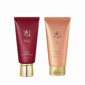 Sooryehan Hyobidam Fermented Cleansing Foam (5.4 fl oz) & Bon Cleansing Foam (5.4fl oz) - Korean Skincare Herbal Ginseng Cleanser for Hydration