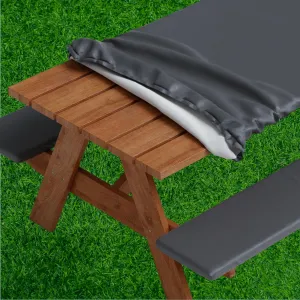 Sorfey Picnic Table Cover with Bench Covers -Fitted with Elastic, Vinyl with Flannel Back, Fits for Table 30"x 60" Rectangle,Water Proof, Solid Black Design