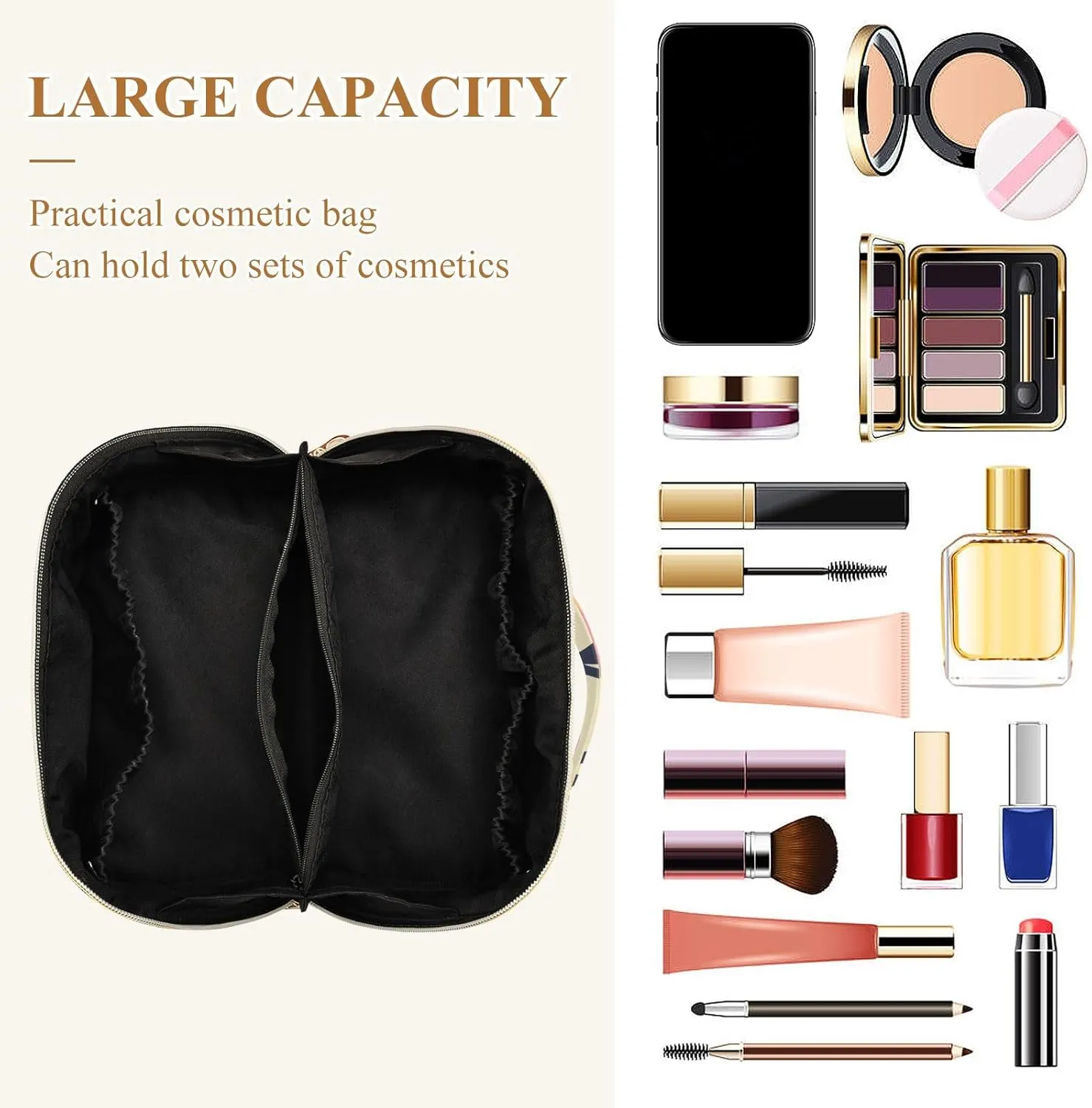 Spacious Rhombus Cosmetic Bag for Women Large Capacity Makeup Bag for Travel and Daily Use