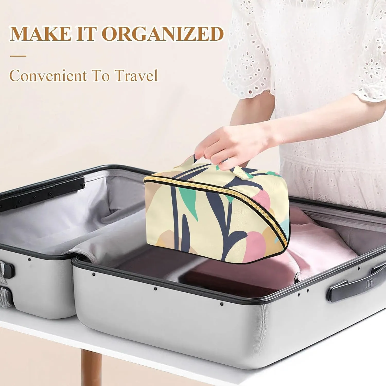 Spacious Rhombus Cosmetic Bag for Women Large Capacity Makeup Bag for Travel and Daily Use