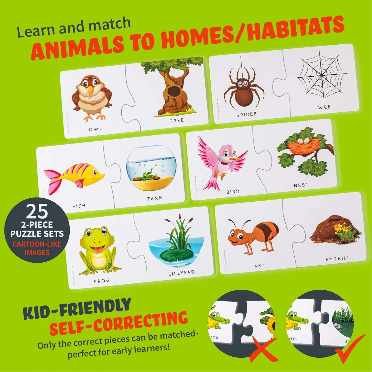 SPARK INNOVATIONS Animal Puzzles - Educational Games for 3 Year Olds, Kids & Preschoolers