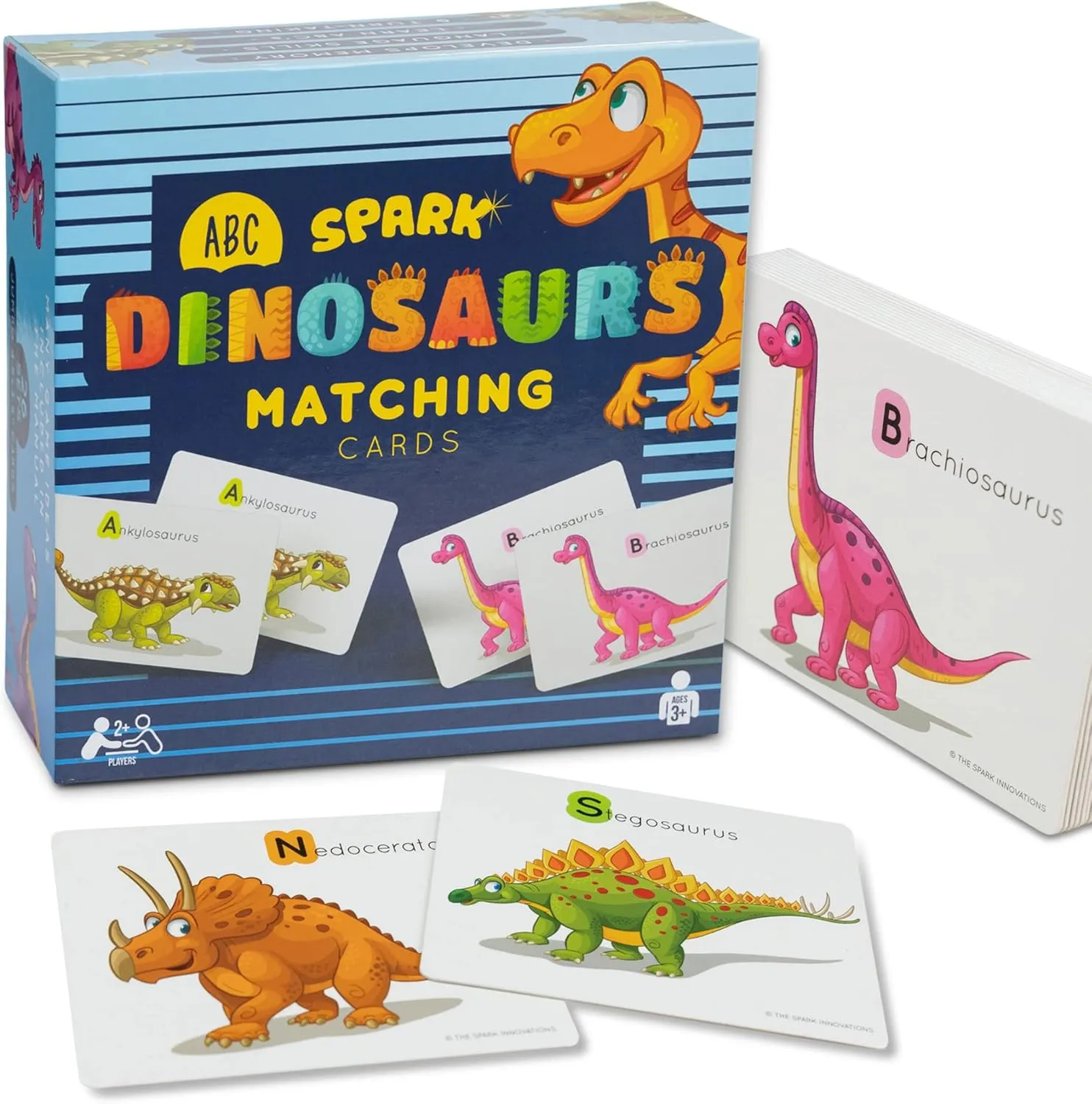SPARK INNOVATIONS Dinosaur Picture Cards Memory Game, ABC Game, Dinosaur Matching Cards, Childrens Dinosaur Games for Kids 3 and Up, Educational Preschool Must Have