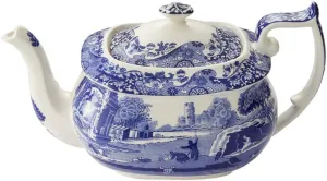 Spode Blue Italian Collection Teapot | Tea Infuser | Made of Earthenware | 40-Ounces/2.5 Pints | Dishwasher and Microwave Safe | Made in England (Blue/White)