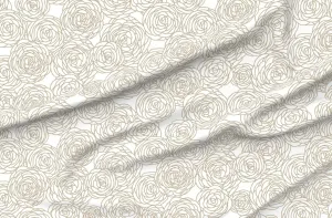 Spoonflower Fabric - Neutral Floral Minimal Tan Taupe White Cabbage Rose Peony Flower Printed on Chiffon Fabric by The Yard - Sewing Fashion Apparel Dresses Home Decor