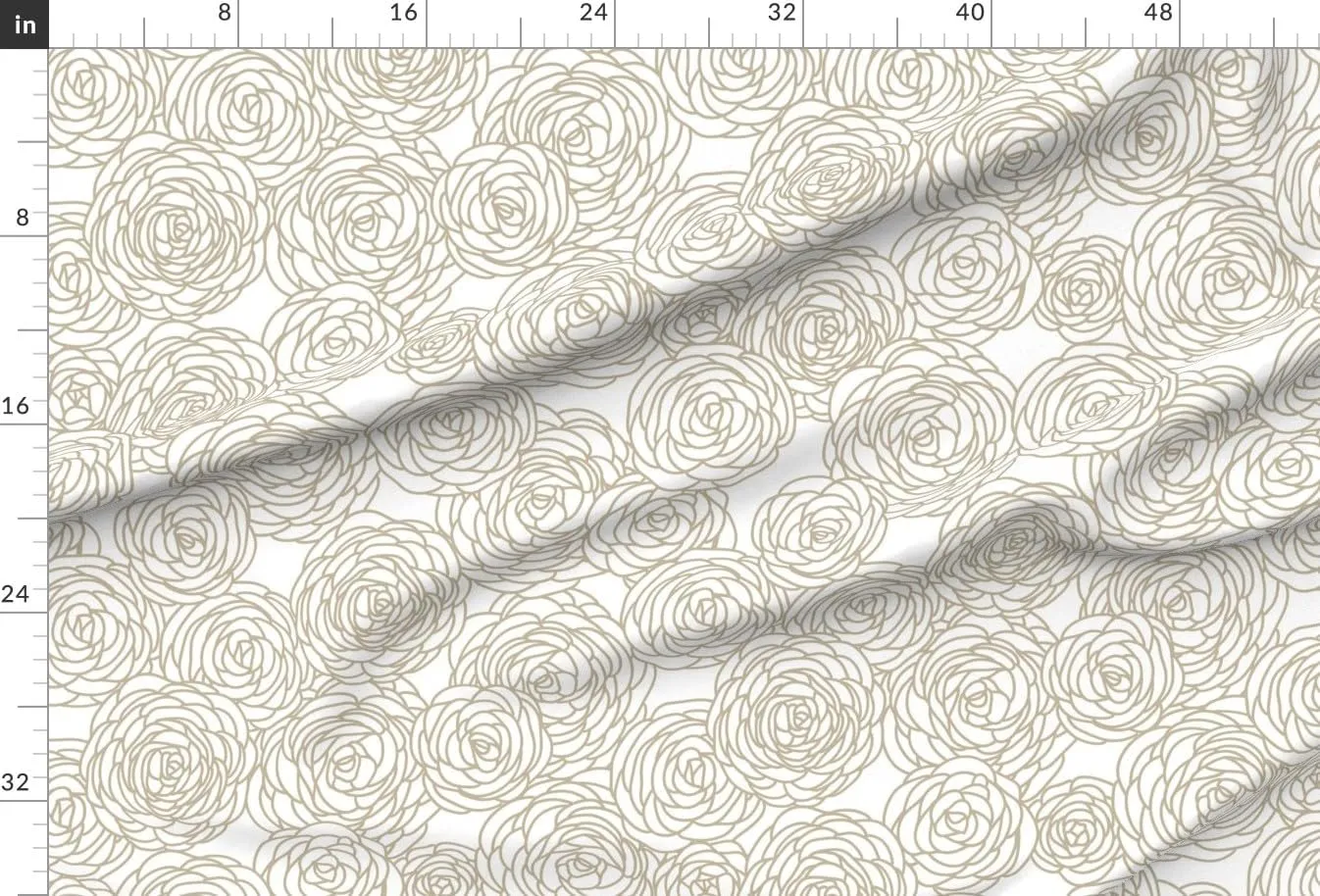 Spoonflower Fabric - Neutral Floral Minimal Tan Taupe White Cabbage Rose Peony Flower Printed on Chiffon Fabric by The Yard - Sewing Fashion Apparel Dresses Home Decor