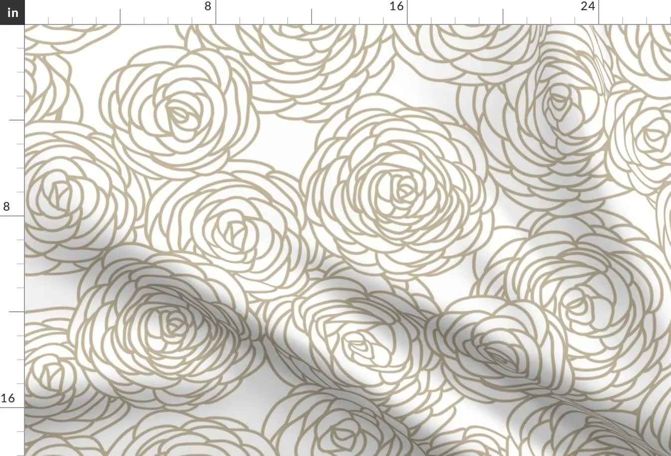Spoonflower Fabric - Neutral Floral Minimal Tan Taupe White Cabbage Rose Peony Flower Printed on Chiffon Fabric by The Yard - Sewing Fashion Apparel Dresses Home Decor