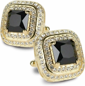 Square Colored Crystal Double Diamond Set Cufflinks