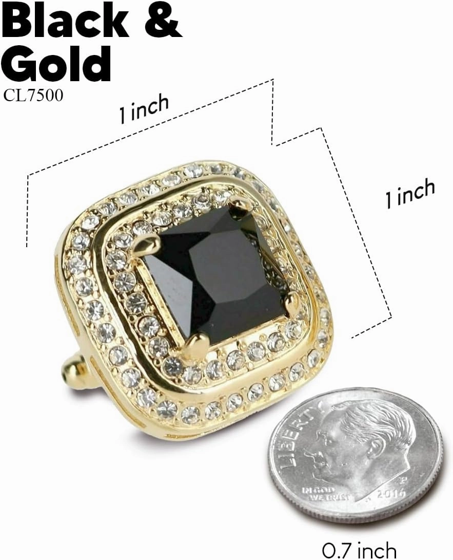 Square Colored Crystal Double Diamond Set Cufflinks