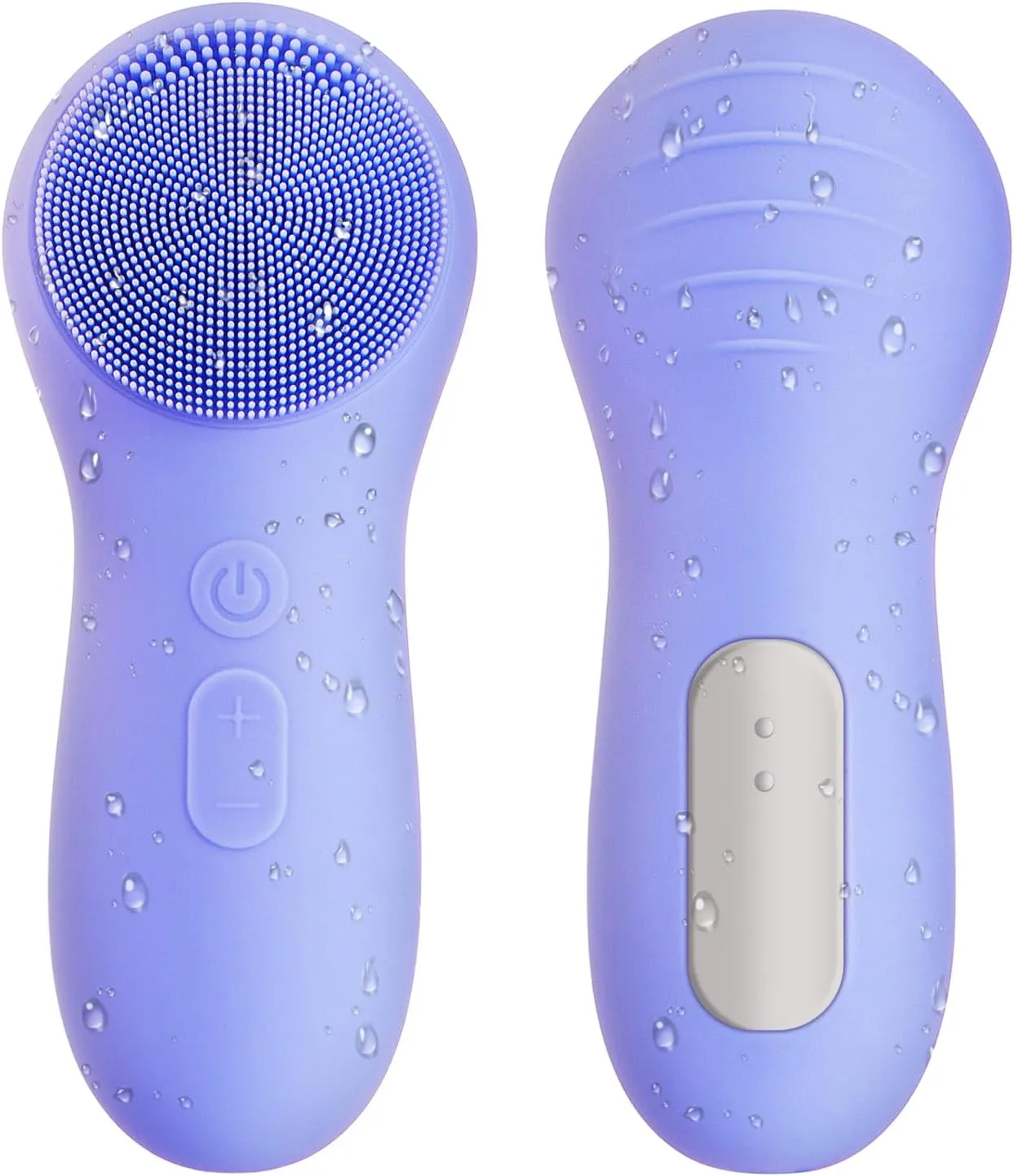 SSGP Facial Cleansing Brush, 2-in-1 Silicone Electric Exfoliating Face Wash, IPX7 Waterproof Vibration Rechargeable, Massage, Adjustable, Face, Neck, Purple