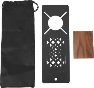 Stainless Iron Camping Table Board IGT Modular Unit with Walnut Wood Stand for Outdoor Cooking