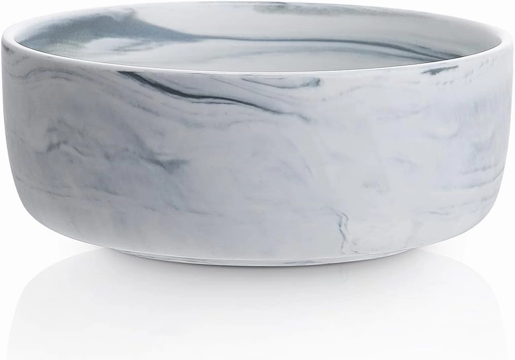 Stone lain Brighton Marbled Porcelain Bowls, Matte White and Grey,4 Bowls