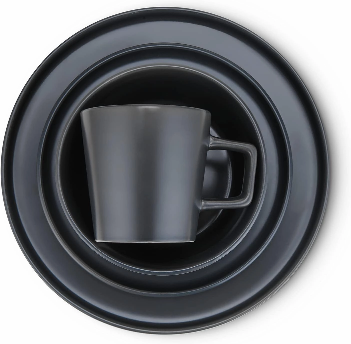 Stone Lain Coupe Stoneware Dinnerware Set, Service for 4, Gray Matte