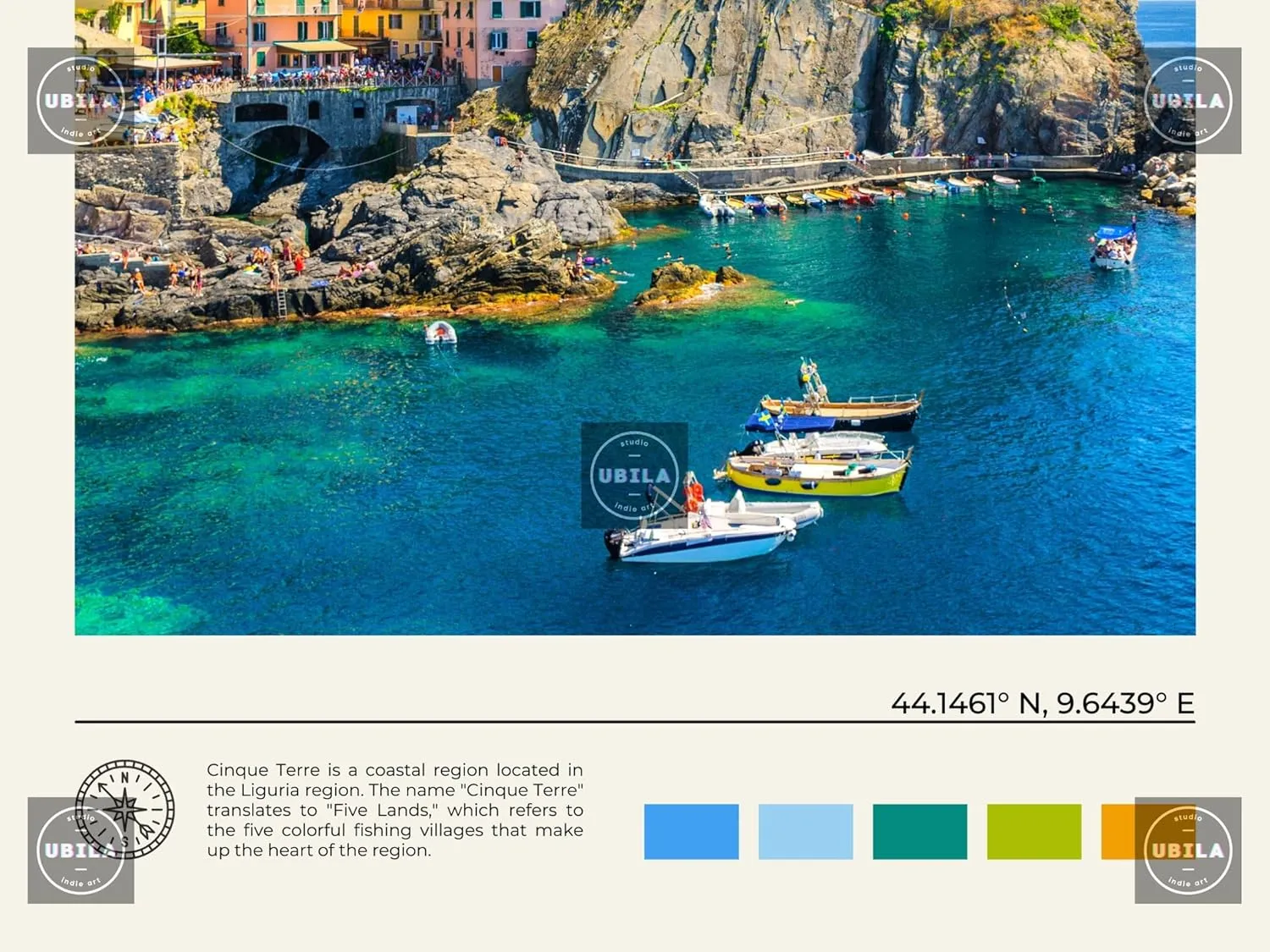 StudioUBILA Cinque Terre Wall Art Poster, Decorative Cityscape Landscape Art Prints, Home Decor Wall Art Print for Bedroom Living Room Kitchen Decorations, Unframed