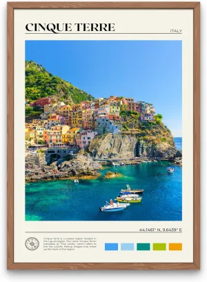 StudioUBILA Cinque Terre Wall Art Poster, Decorative Cityscape Landscape Art Prints, Home Decor Wall Art Print for Bedroom Living Room Kitchen Decorations, Unframed