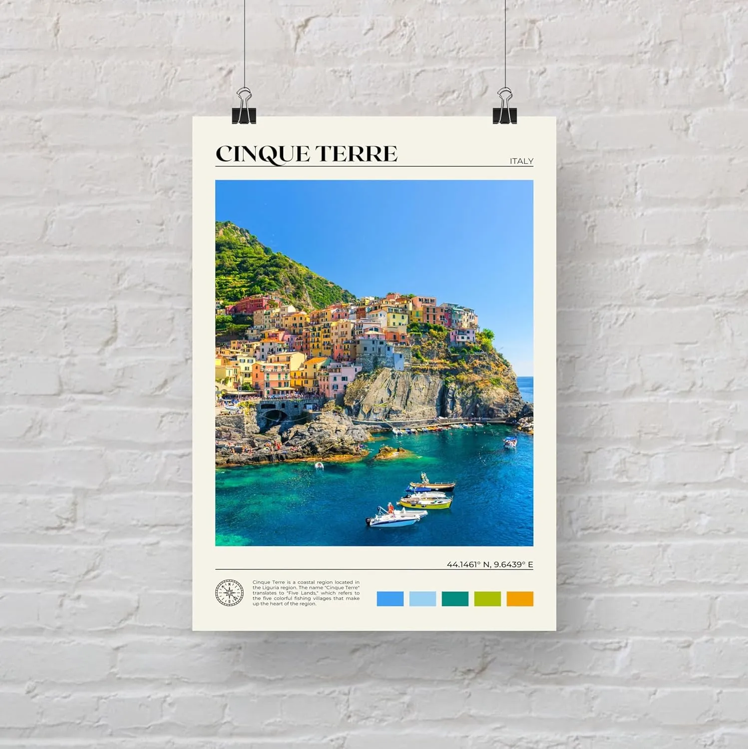 StudioUBILA Cinque Terre Wall Art Poster, Decorative Cityscape Landscape Art Prints, Home Decor Wall Art Print for Bedroom Living Room Kitchen Decorations, Unframed