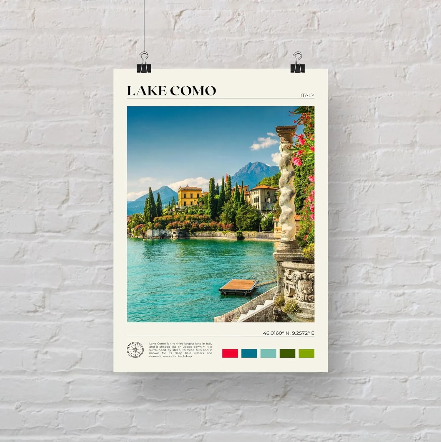 StudioUBILA Lake Como Wall Art Poster, Decorative Cityscape Landscape Art Prints, Home Decor Wall Art Print for Bedroom Living Room Kitchen Decorations, Unframed