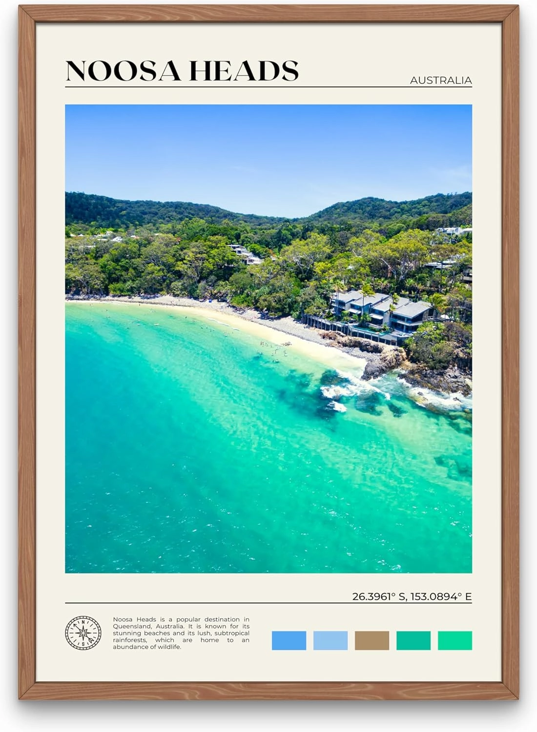 StudioUBILA Noosa Heads Wall Art Poster, Decorative Cityscape Landscape Art Prints, Home Decor Wall Art Print for Bedroom Living Room Kitchen Decorations, Unframed