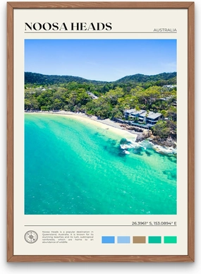 StudioUBILA Noosa Heads Wall Art Poster, Decorative Cityscape Landscape Art Prints, Home Decor Wall Art Print for Bedroom Living Room Kitchen Decorations, Unframed