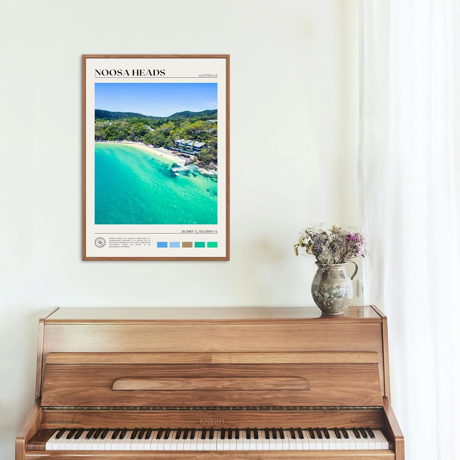StudioUBILA Noosa Heads Wall Art Poster, Decorative Cityscape Landscape Art Prints, Home Decor Wall Art Print for Bedroom Living Room Kitchen Decorations, Unframed