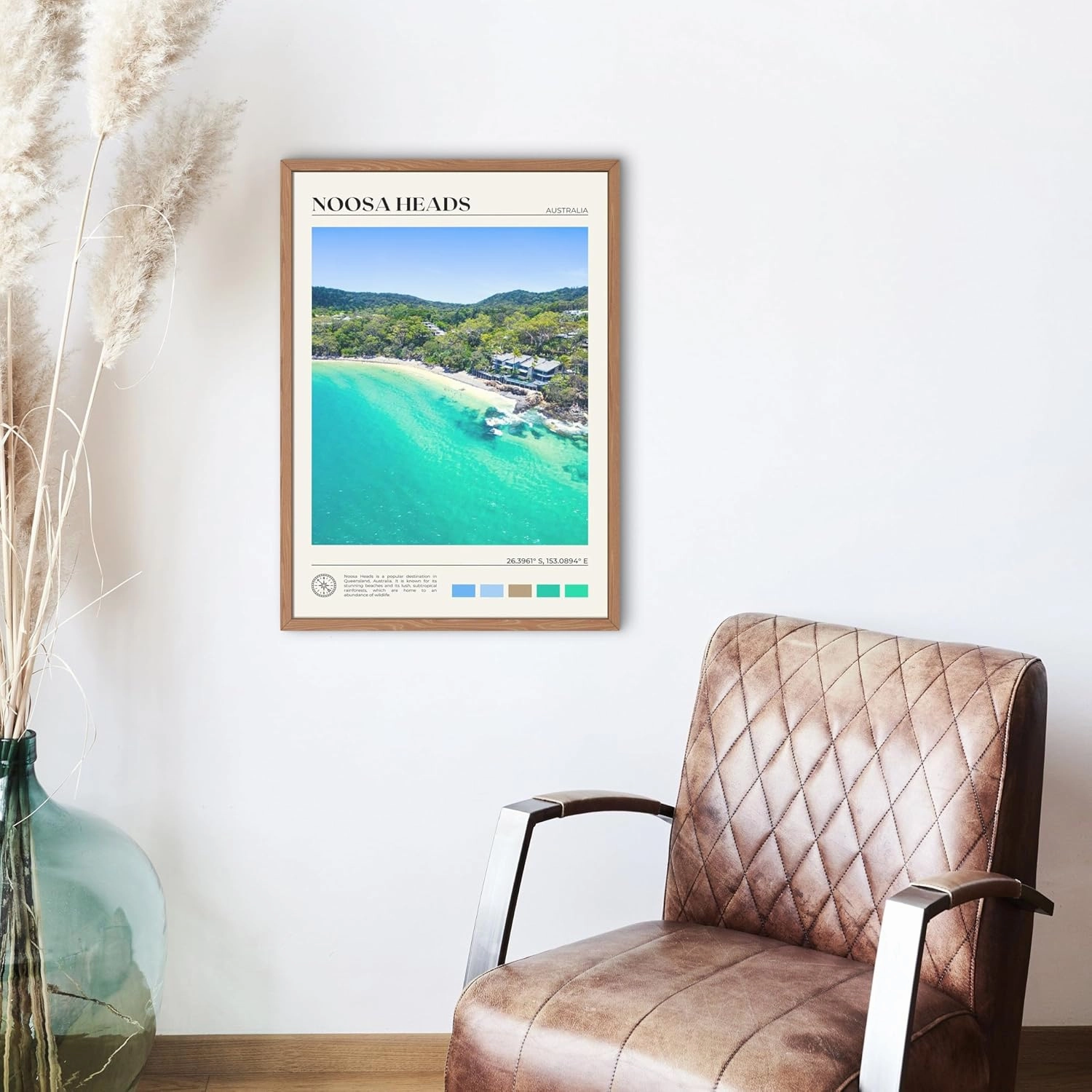 StudioUBILA Noosa Heads Wall Art Poster, Decorative Cityscape Landscape Art Prints, Home Decor Wall Art Print for Bedroom Living Room Kitchen Decorations, Unframed
