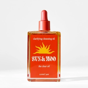 Sun & Moo The Clear Oil, 4oz, Organic Cleansing and Moisturizing Face Oil with Botanical Infusions