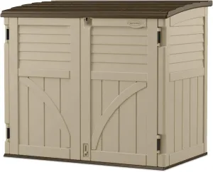 Suncast 34 Cu. Ft. Horizontal Shed for Outdoor Storage w/ Locking System, Sand/Slate