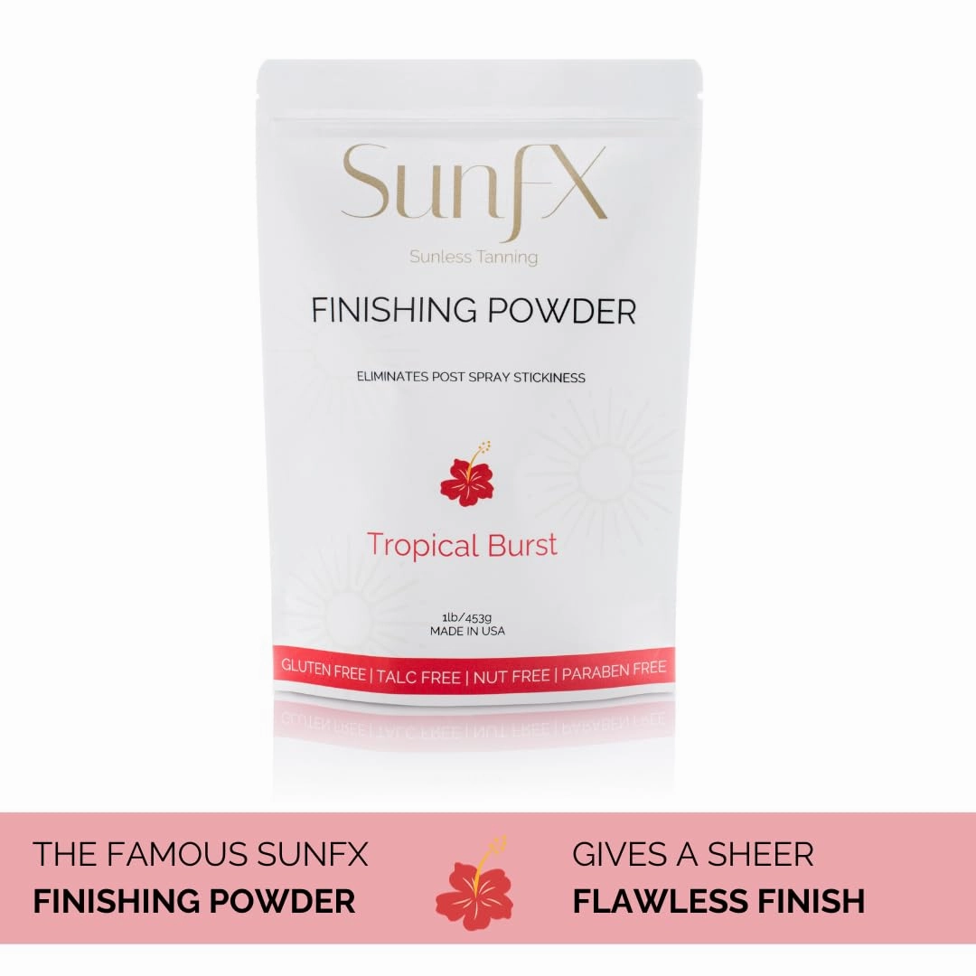 SunFX Post Spray Tan Translucent Finishing Powder | Talc Free | Sunless Tanning Setting Powder | Shimmer | Tropical Burst - 1lb
