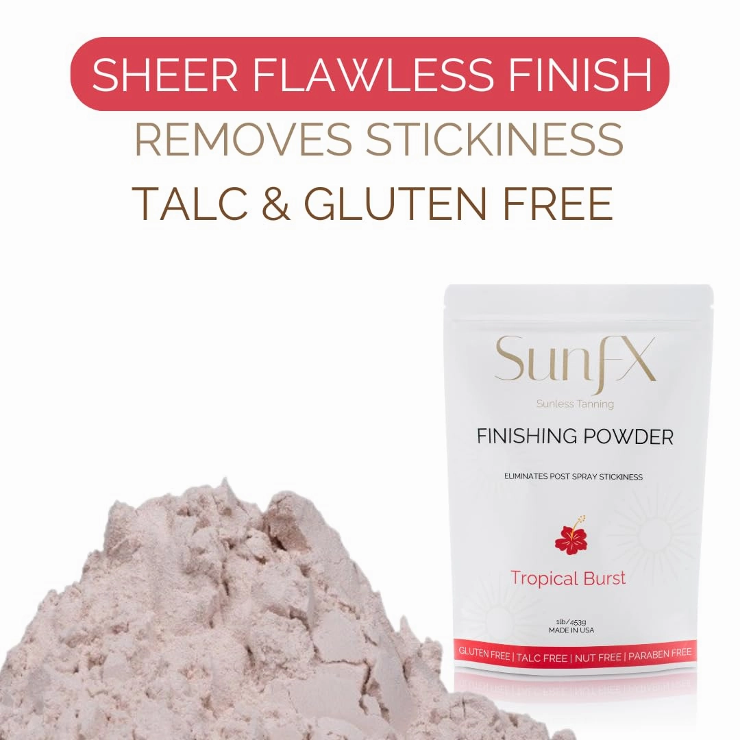SunFX Post Spray Tan Translucent Finishing Powder | Talc Free | Sunless Tanning Setting Powder | Shimmer | Tropical Burst - 1lb