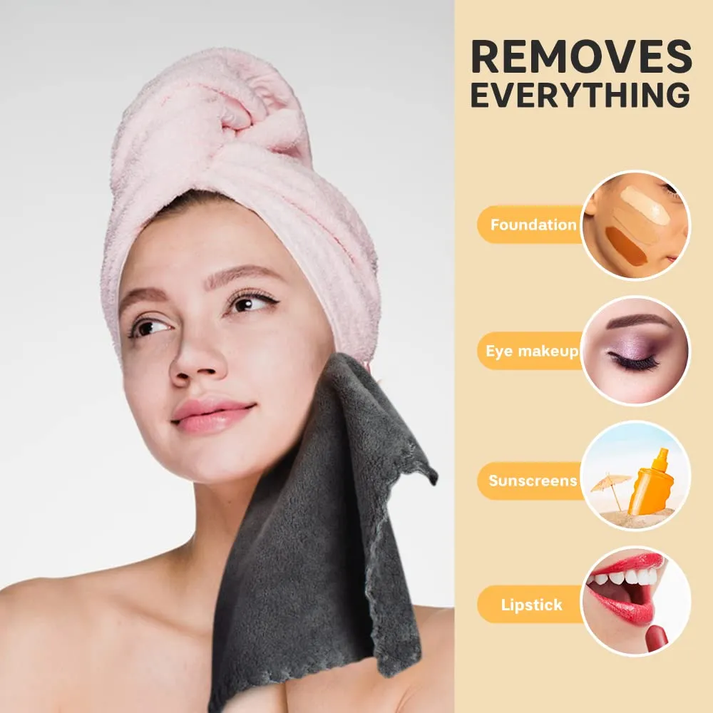 SUNLAND Microfiber Face Cloth Reusable Makeup Remover Facial Cleansing Towel Ultra Soft Face Washcloth 12inchx12inch 12 Pack Dark Grey