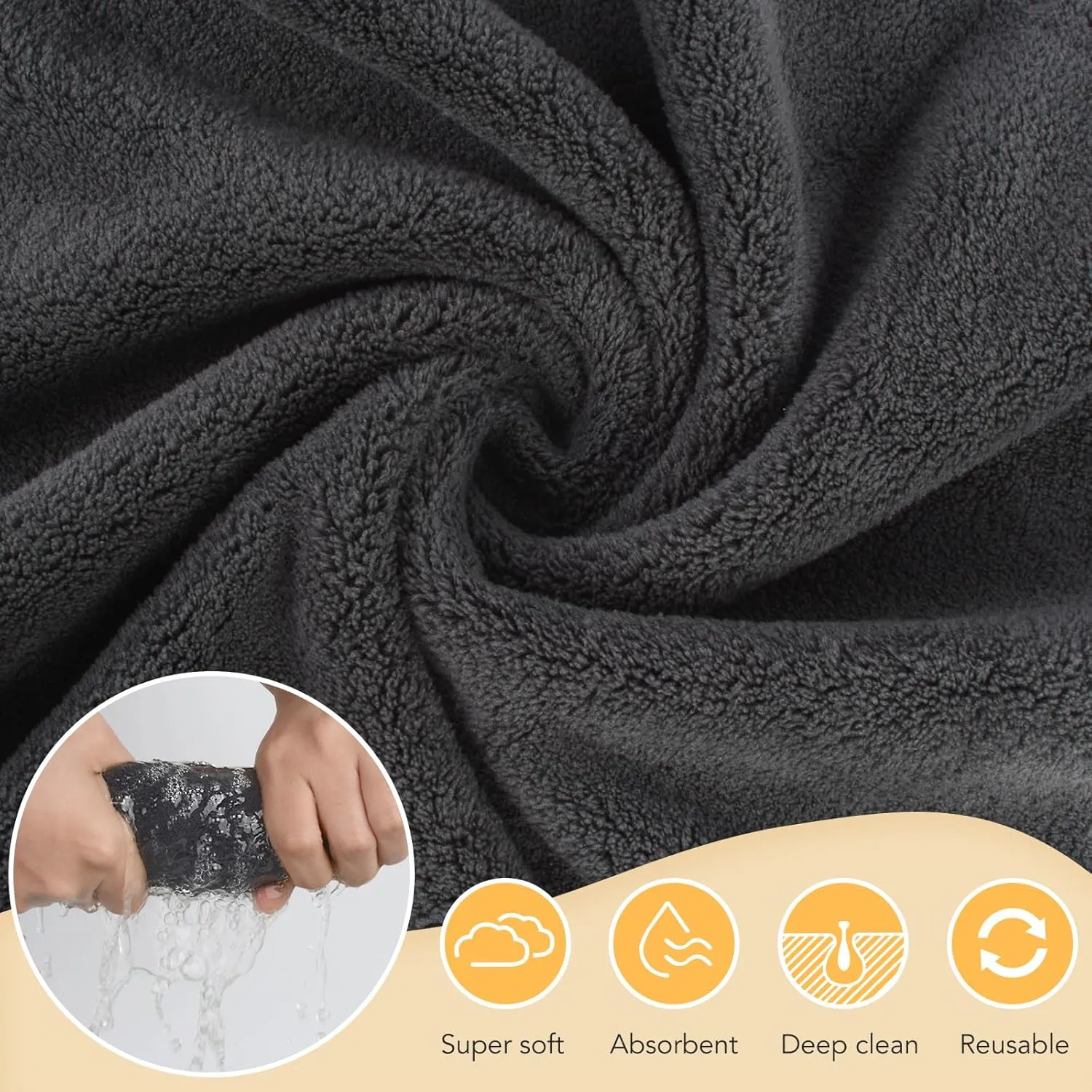 SUNLAND Microfiber Face Cloth Reusable Makeup Remover Facial Cleansing Towel Ultra Soft Face Washcloth 12inchx12inch 12 Pack Dark Grey