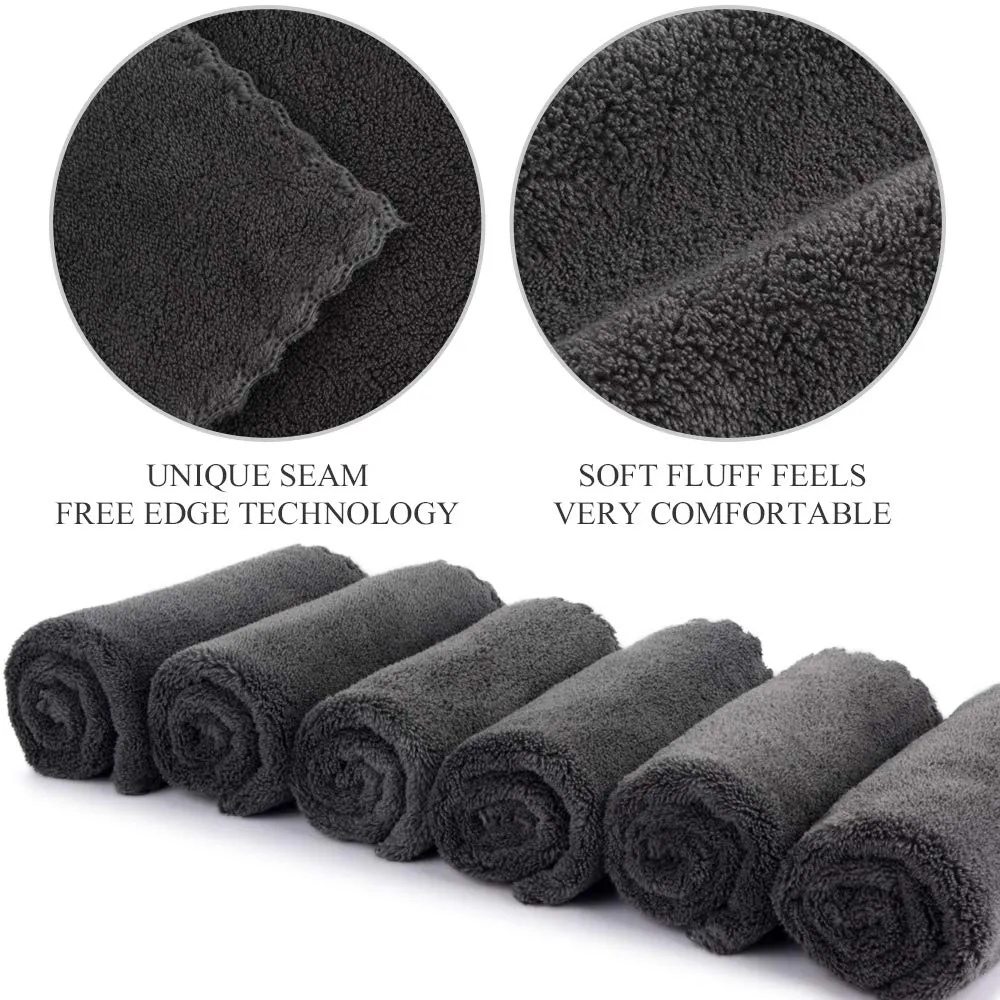SUNLAND Microfiber Face Cloth Reusable Makeup Remover Facial Cleansing Towel Ultra Soft Face Washcloth 12inchx12inch 12 Pack Dark Grey