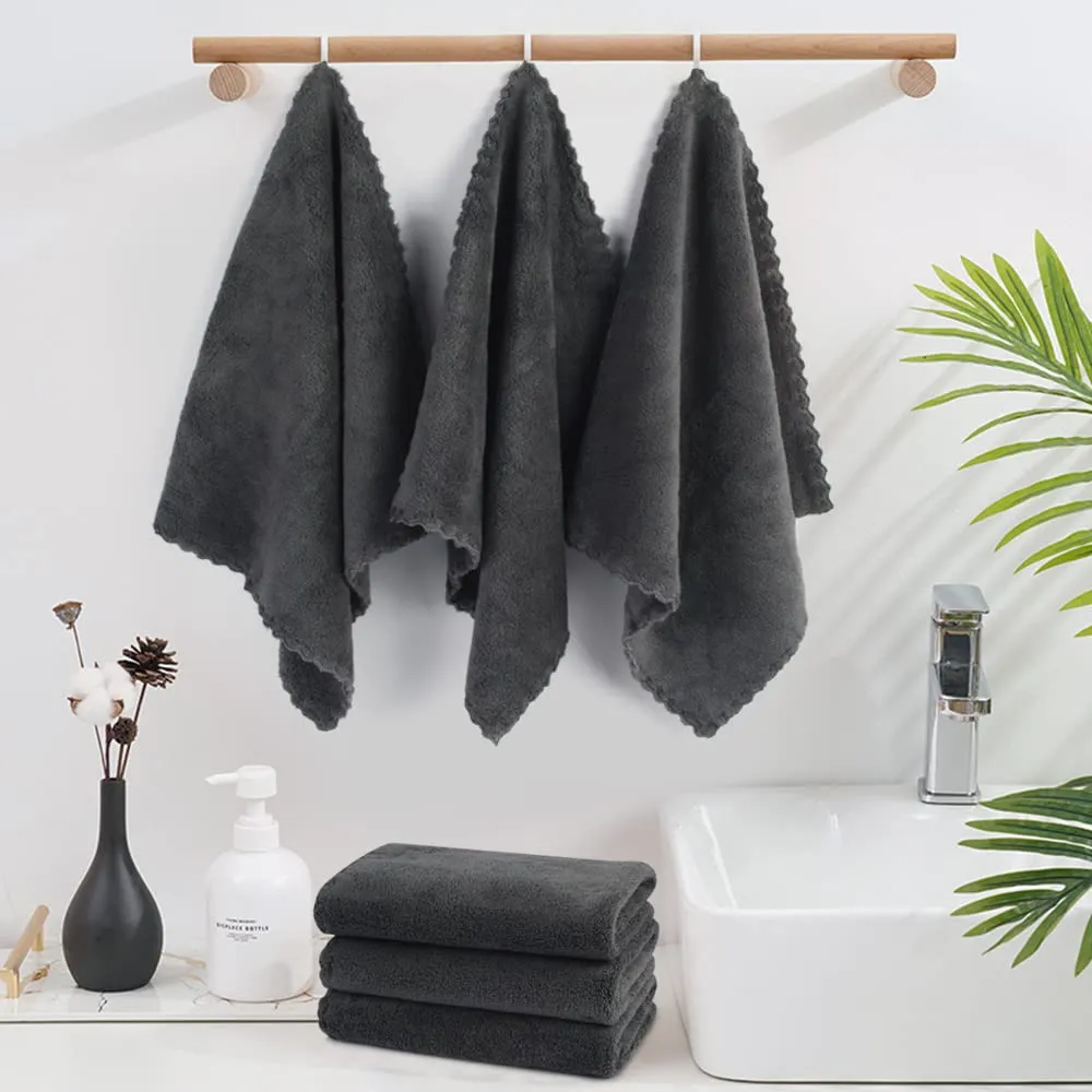 SUNLAND Microfiber Face Cloth Reusable Makeup Remover Facial Cleansing Towel Ultra Soft Face Washcloth 12inchx12inch 12 Pack Dark Grey