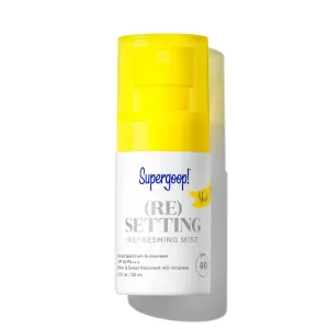 Supergoop! (Re)setting Refreshing Mist, 1 fl oz - SPF 40 PA    Facial Mist - Sets Makeup, Refreshes UV Protection & Helps Filter Pollution - Light, Natural Scent