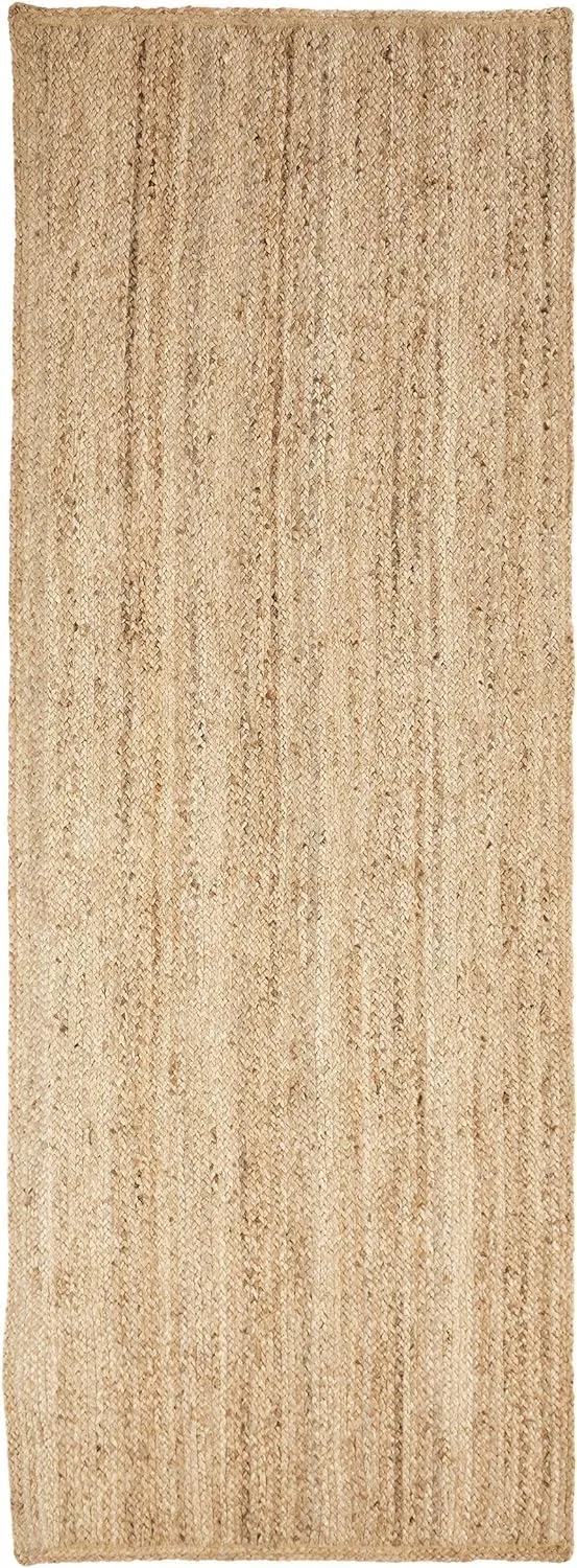 Superior Braided Jute Handwoven Indoor Runner Rug, Floor Decor for Hallway, Living Room, Dining Room, Bedroom, Office, Dorm, Kitchen, Entry, Hand-Woven Modern Farmhouse Rugs, 2' 6" x 8', Natural Tan