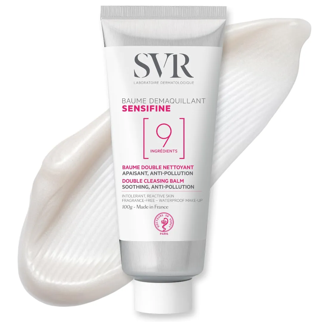SVR Sensifine Cleansing Balm with Shea Butter & Coconut Oil. Soothing Balm-to-Oil Face Cleanser & Makeup Remover, Even Waterproof. For Sensitive Reactive Skin. Minimalist Formula, 3.5 fl.oz.