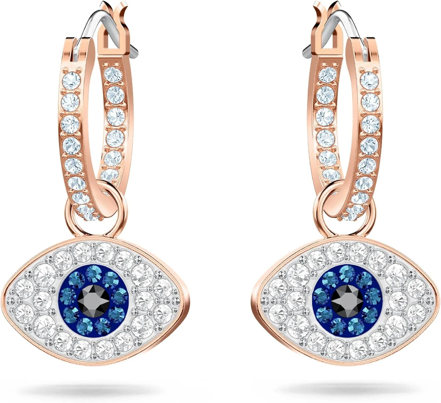 SWAROVSKI Women's Symbolica Evil Eye Hoop Pierced Earrings, Multi-colored, Rose-gold tone finished