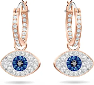 SWAROVSKI Women's Symbolica Evil Eye Hoop Pierced Earrings, Multi-colored, Rose-gold tone finished