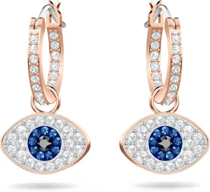 SWAROVSKI Women's Symbolica Evil Eye Hoop Pierced Earrings, Multi-colored, Rose-gold tone finished