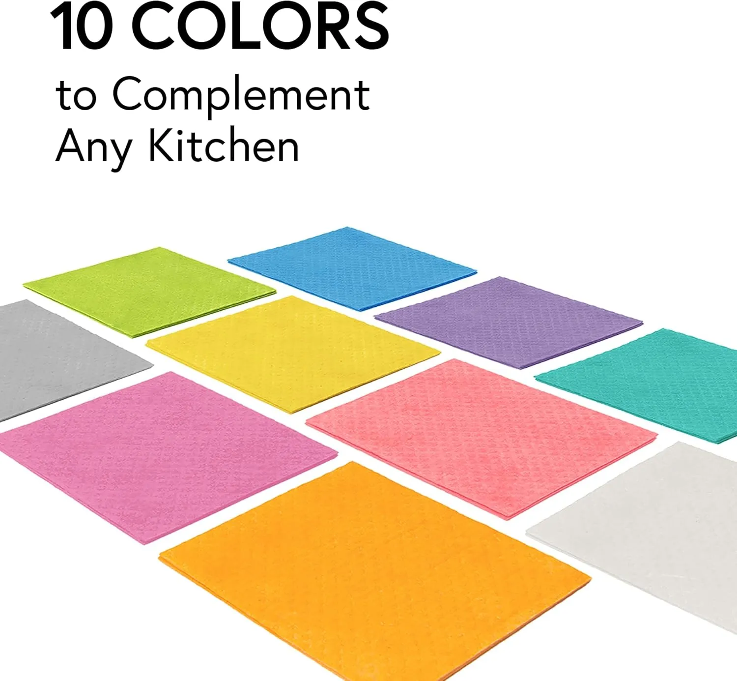 Swedish Dishcloth Cellulose Sponge Cloths – Bulk 10 Pack of Eco-Friendly No Odor Reusable Cleaning Cloths for Kitchen – Absorbent Dish Cloth Hand Towel (10 Dishcloths – Assorted)